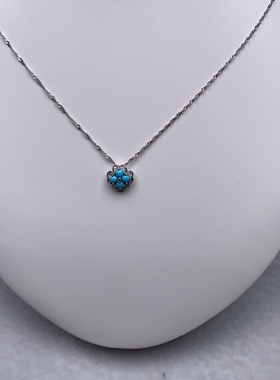 天然原矿绿松石镶嵌S925银简约时尚项链女款