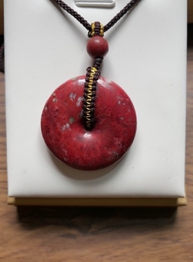 朱砂吊坠原石吊坠天然原石平安扣朱砂男女饰品手工朱砂原石高含量