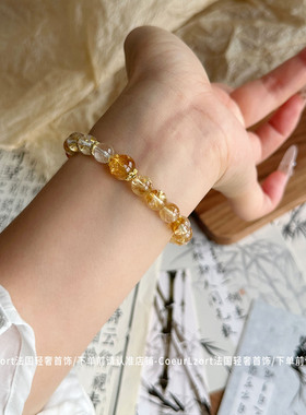 天然黄水晶手串女款黄塔晶