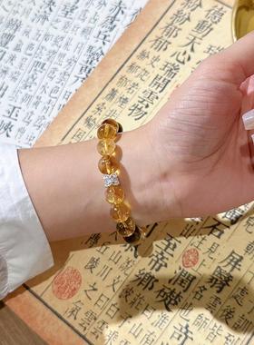 天然水晶黄虎眼石手链