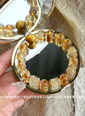 天然黄水晶手链女黄塔晶招财