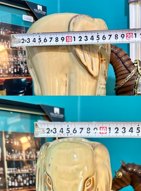 外贸孤品艺术抽象高款竖版抽象大象陶瓷摆件米黄窑变做旧象雕塑