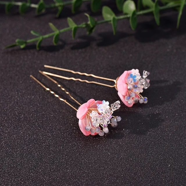 古风汉服小桃子绒花粉色发夹仙桃甜美古代配饰毛绒发夹流苏百搭,淘宝优惠券,粉丝福利购,淘宝优惠卷