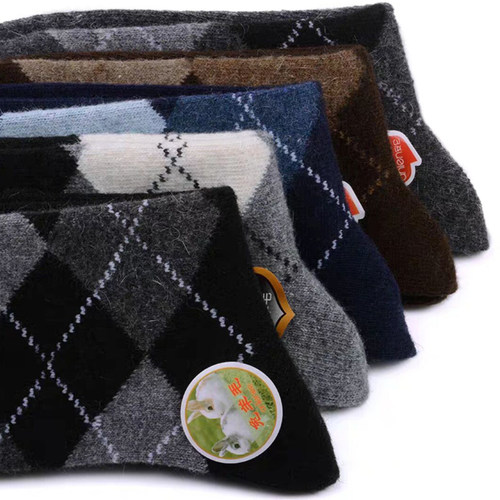 浪莎羊毛袜子男士中筒秋冬季加厚款长袜加绒保暖冬天羊绒长筒男袜 - 图1