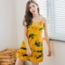 Summer cotton treo váy ngủ giản dị đồ ngủ ngắn tay cô gái quần short phù hợp với trang phục sinh viên phục vụ đêm - Đêm đầm