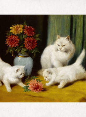 法式中古宠物猫咪画芯客厅餐厅沙发背景墙卧室防水防潮油画布打印