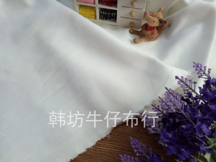 白色弹力牛仔布料纯棉加厚中厚裙子裤子裙手工DIY布料服半米包邮 - 图1