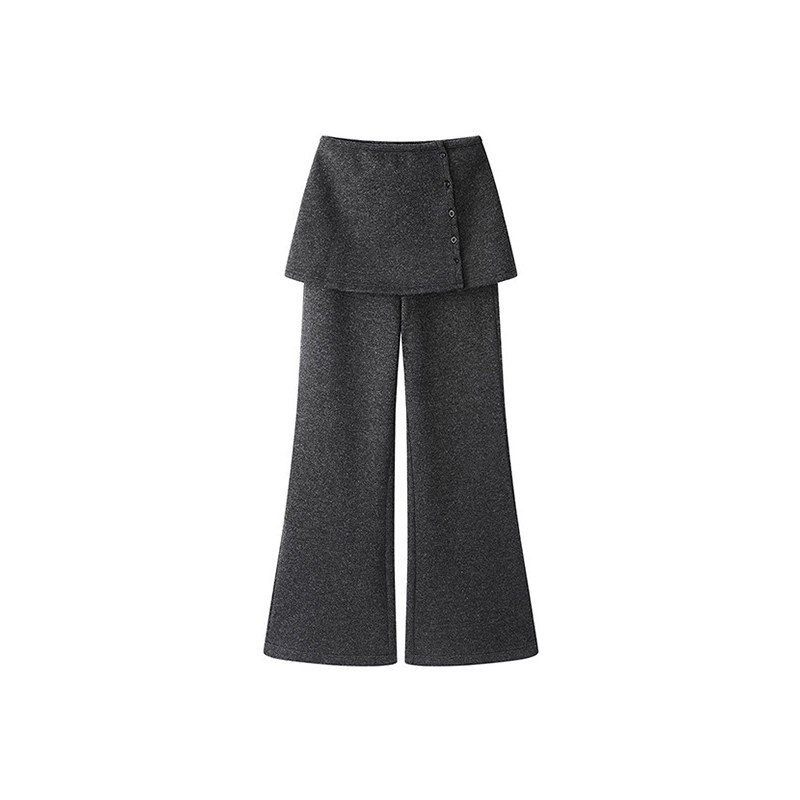 梨型身材遮胯加绒灰色屁帘裤子女大码显瘦慵懒假两件可拆卸休闲裤,淘宝优惠券,粉丝福利购,淘宝优惠卷