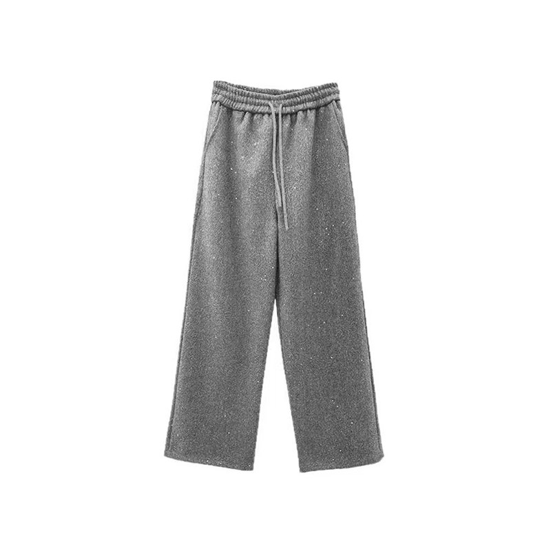 灰色休闲闪钻运动加绒裤子大码女款阔腿梨形报恩裤今年流行梧桐裤,淘宝优惠券,粉丝福利购,淘宝优惠卷