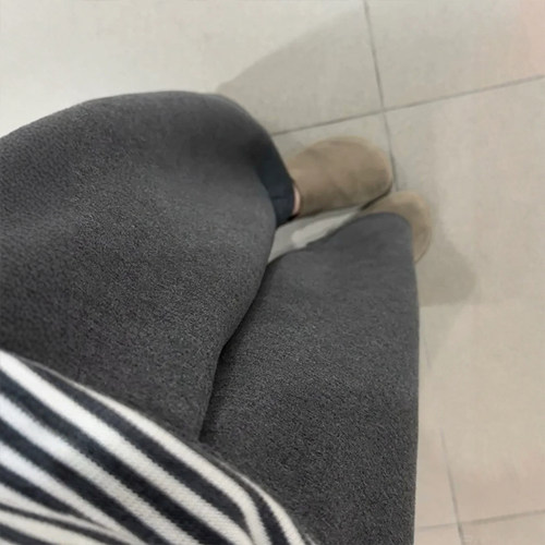 灰色弯刀奶皮裤女春款小个子糯米镰刀裤休闲大码胖mm九分阔腿裤子 - 图2