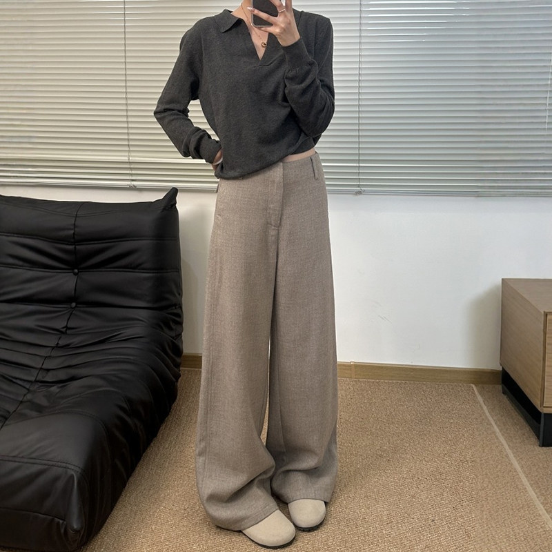 春季老钱风淡人高知穿搭西装裤女直筒胖mm大码休闲松弛感阔腿裤子,淘宝优惠券,粉丝福利购,淘宝优惠卷