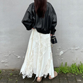 白色半身裙长款 胖mm重工网纱刺绣拼接蕾丝不规则蛋糕裙 大码 女秋季