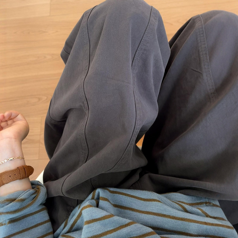 灰色九分阔腿气球裤子宽松bf慵懒风女秋季大码胖mm显瘦休闲弯刀裤,淘宝优惠券,粉丝福利购,淘宝优惠卷