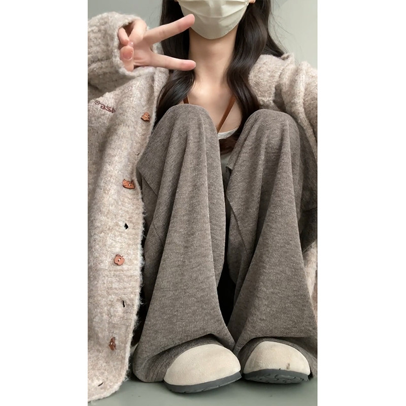 大码美拉德咖色糯米裤女秋冬梨型身材胖mm显瘦垂坠感软糯休闲裤子,淘宝优惠券,粉丝福利购,淘宝优惠卷