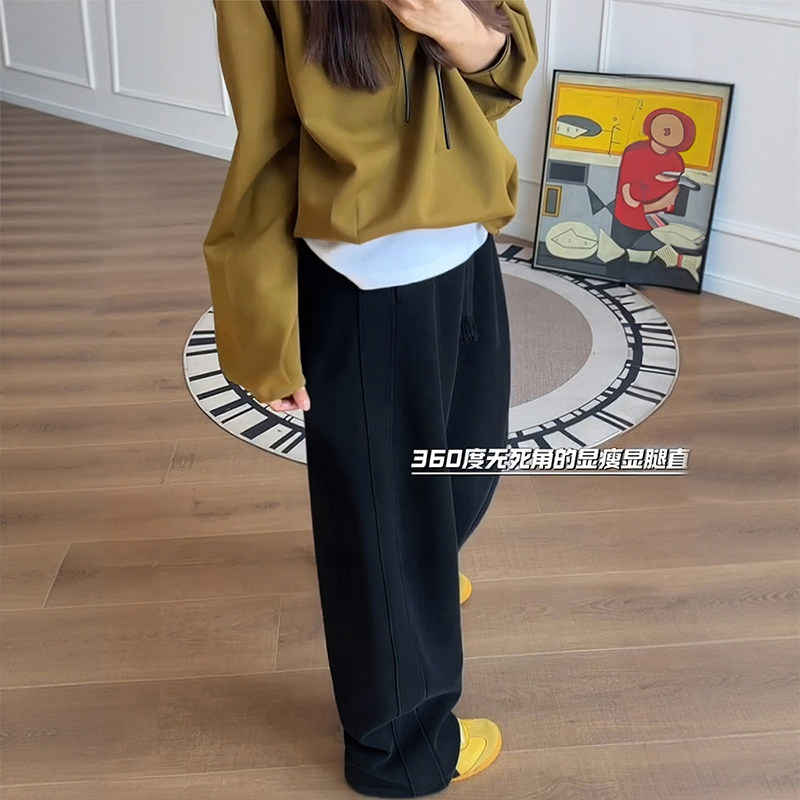 黑色阔腿弯刀裤子女款秋冬加绒胖mm大码显瘦休闲运动镰刀香蕉卫裤,淘宝优惠券,粉丝福利购,淘宝优惠卷