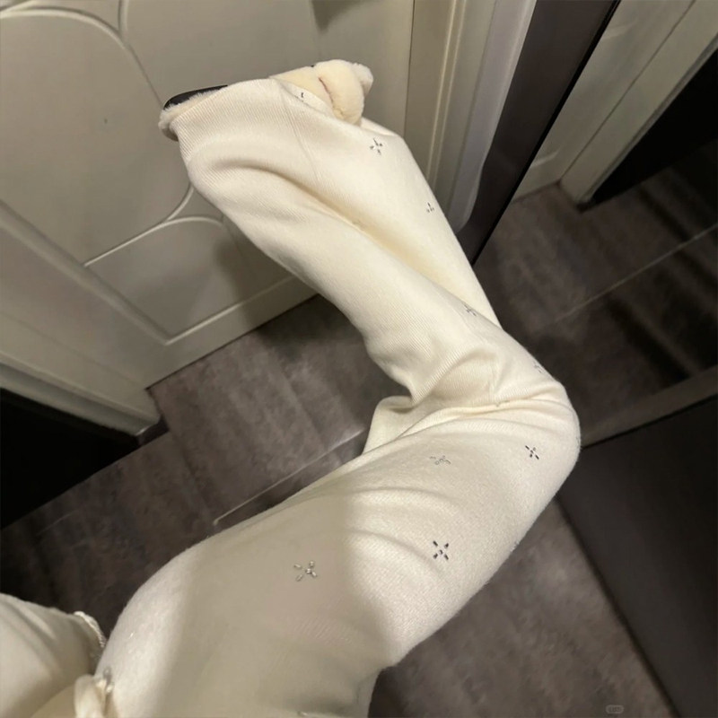 白色裤子韩系慵懒风闪钻阔腿针织糯米裤女大码胖mm显瘦休闲直筒裤,淘宝优惠券,粉丝福利购,淘宝优惠卷