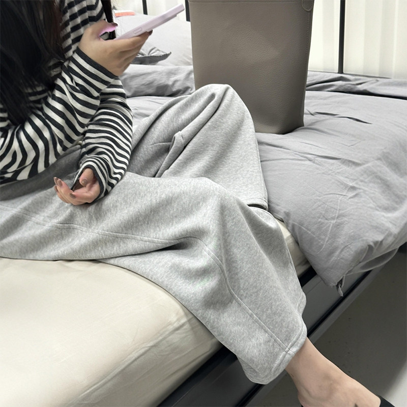 灰色九分阔腿弯刀卫裤女秋冬大码胖mm显瘦小个子休闲运动梧桐裤子,淘宝优惠券,粉丝福利购,淘宝优惠卷