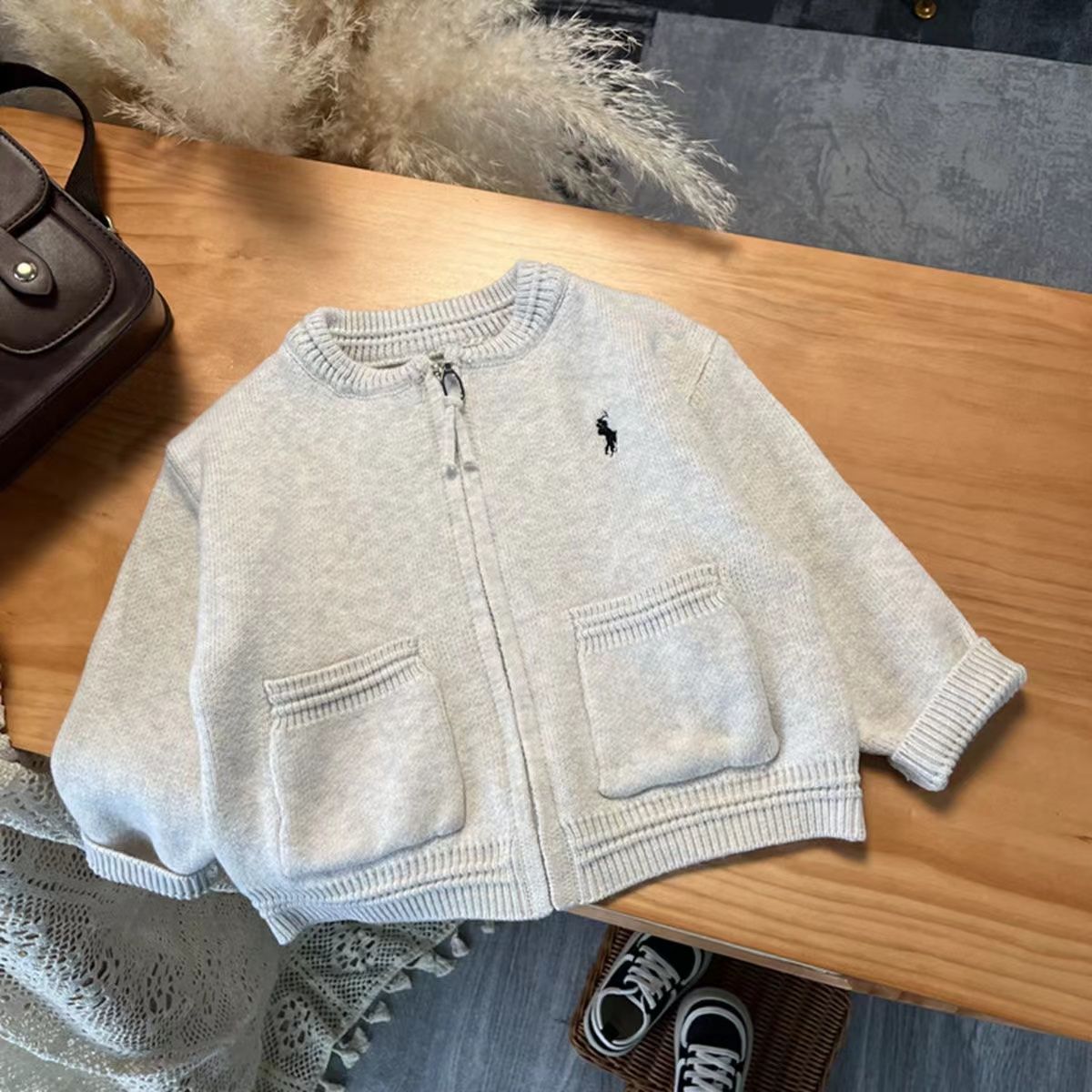 秋冬款儿童拉链毛衣开衫2024新款洋气韩版男女孩针织衫外套童装潮 - 图1