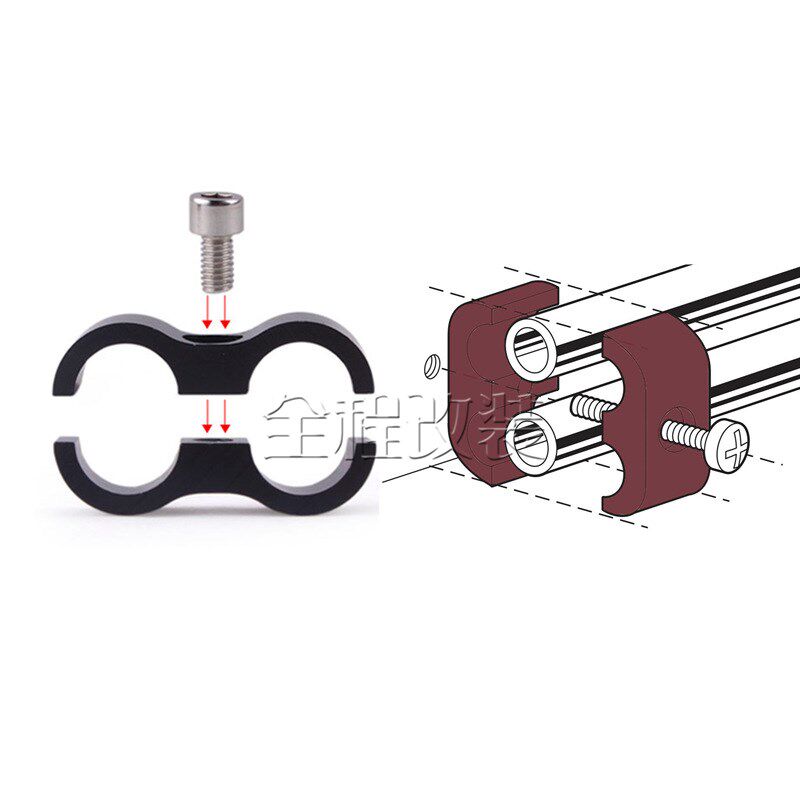 汽车改装油管线夹 通用铝合金双孔高压油管 分离整理固定卡箍扣AN,淘宝优惠券,粉丝福利购,淘宝优惠卷