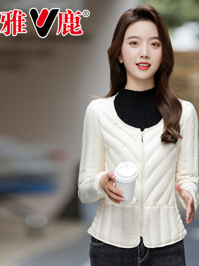 Yalu 2024 new down liner long sleeve down jacket women's short autumn and winter round neck light slim slim warm jacket