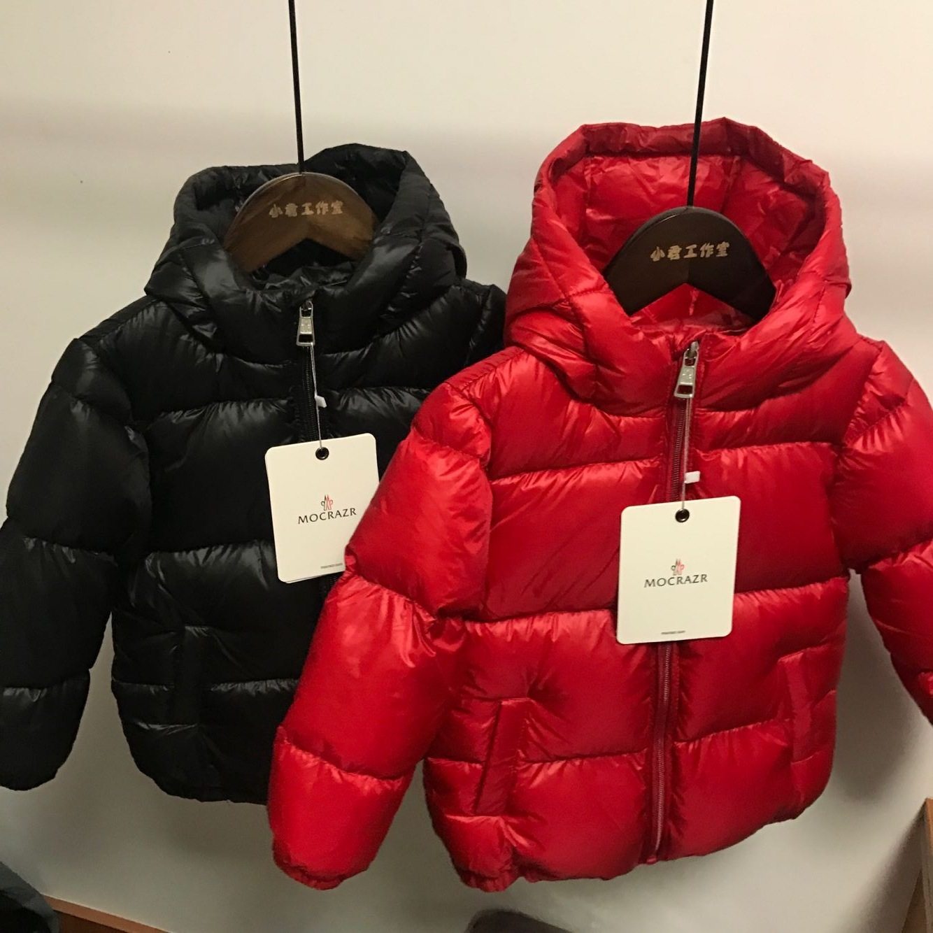 冬装M家儿童短款羽绒服男童女童加厚外套面包服童装羽绒服红色黑