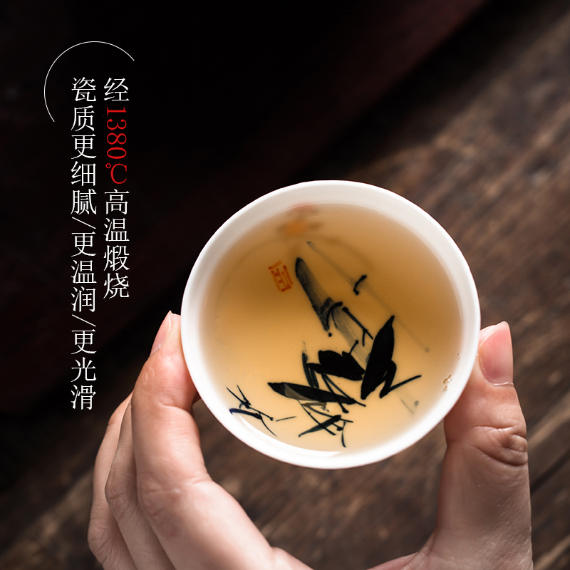 景德镇青花瓷小茶杯手绘薄胎主人杯单杯个人陶瓷功夫品茗杯茶碗杯 - 图1