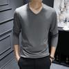 V-neck base shirt men's ice silk long-sleeved T-shirt