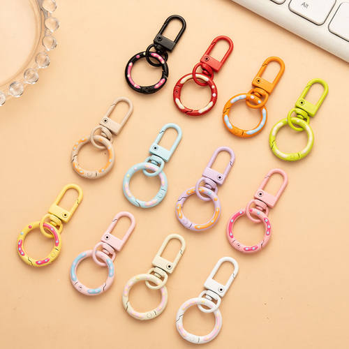 糖果色弹簧扣甜甜圈+门扣DIY材料钥匙扣环包包玩偶挂件创意小挂饰 - 图0