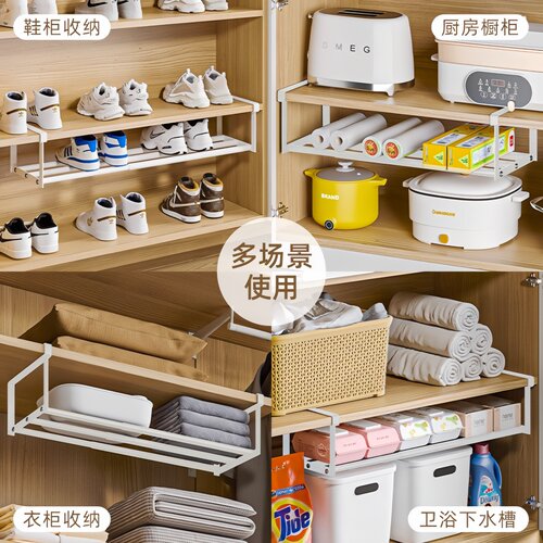 鞋架家用可伸缩鞋柜分层隔板鞋托下挂式悬挂拖鞋置物架省空间神器 - 图1