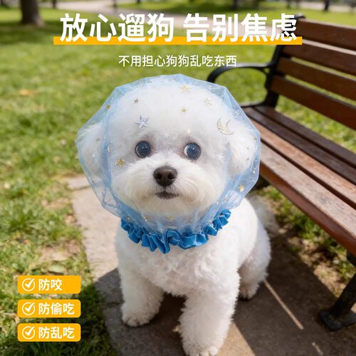 狗狗防误食头纱中小型犬专用透气网套嘴套面罩遛狗防舔防乱吃头套 - 图1