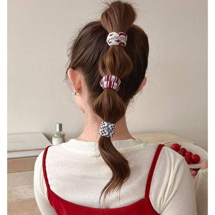 韩版儿童秋冬复古费尔岛风毛巾圈高弹扎马尾皮筋女童加粗耐用头绳,淘宝优惠券,粉丝福利购,淘宝优惠卷