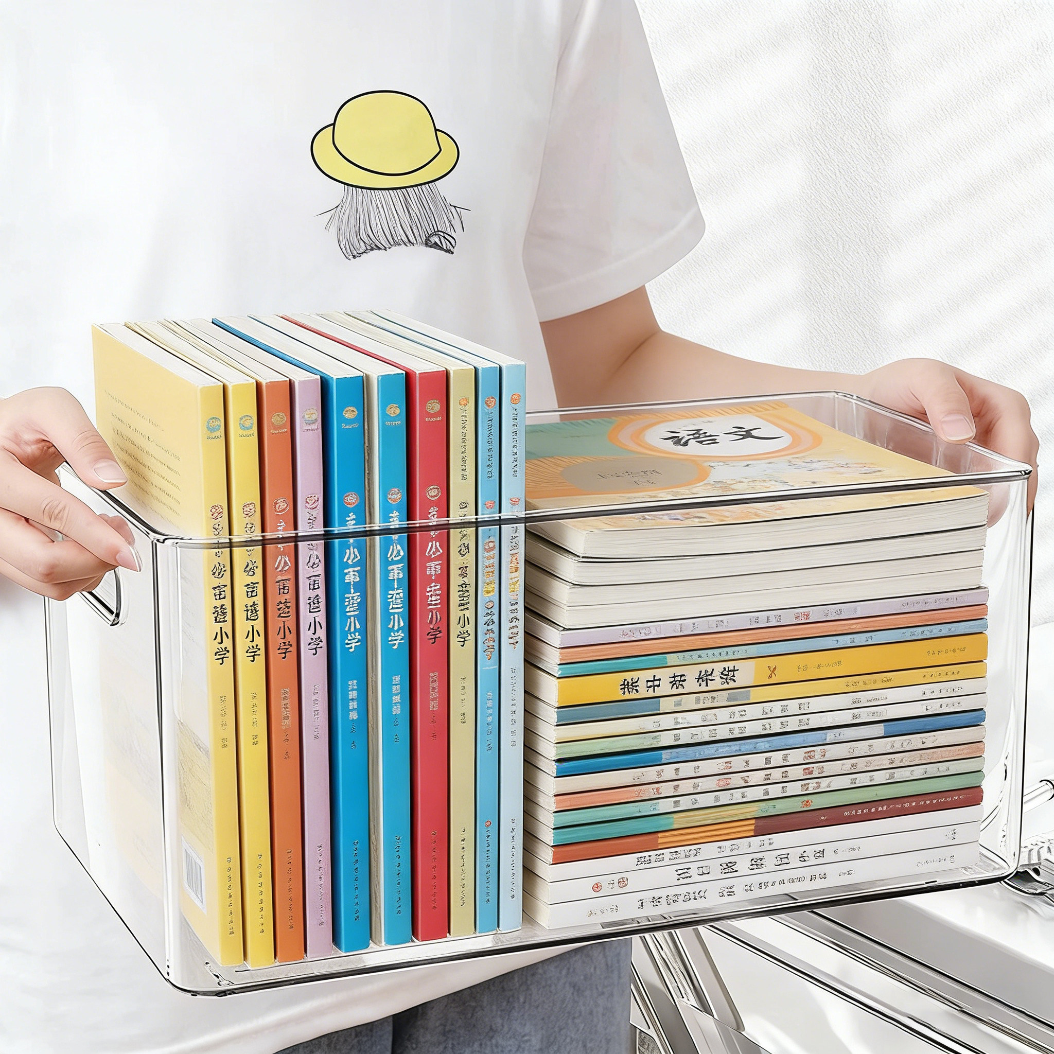 书本收纳箱学生教室宿舍装书箱子亚克力放书籍的框透明书架整理筐