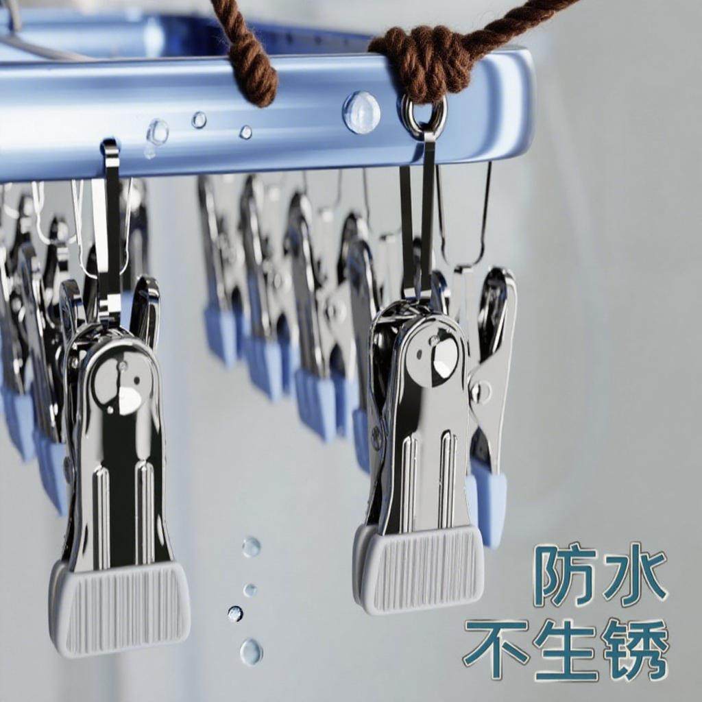 铝合金晾衣架多夹子阳台多功能内衣裤专用衣架带夹子晾晒袜子神器,淘宝优惠券,粉丝福利购,淘宝优惠卷