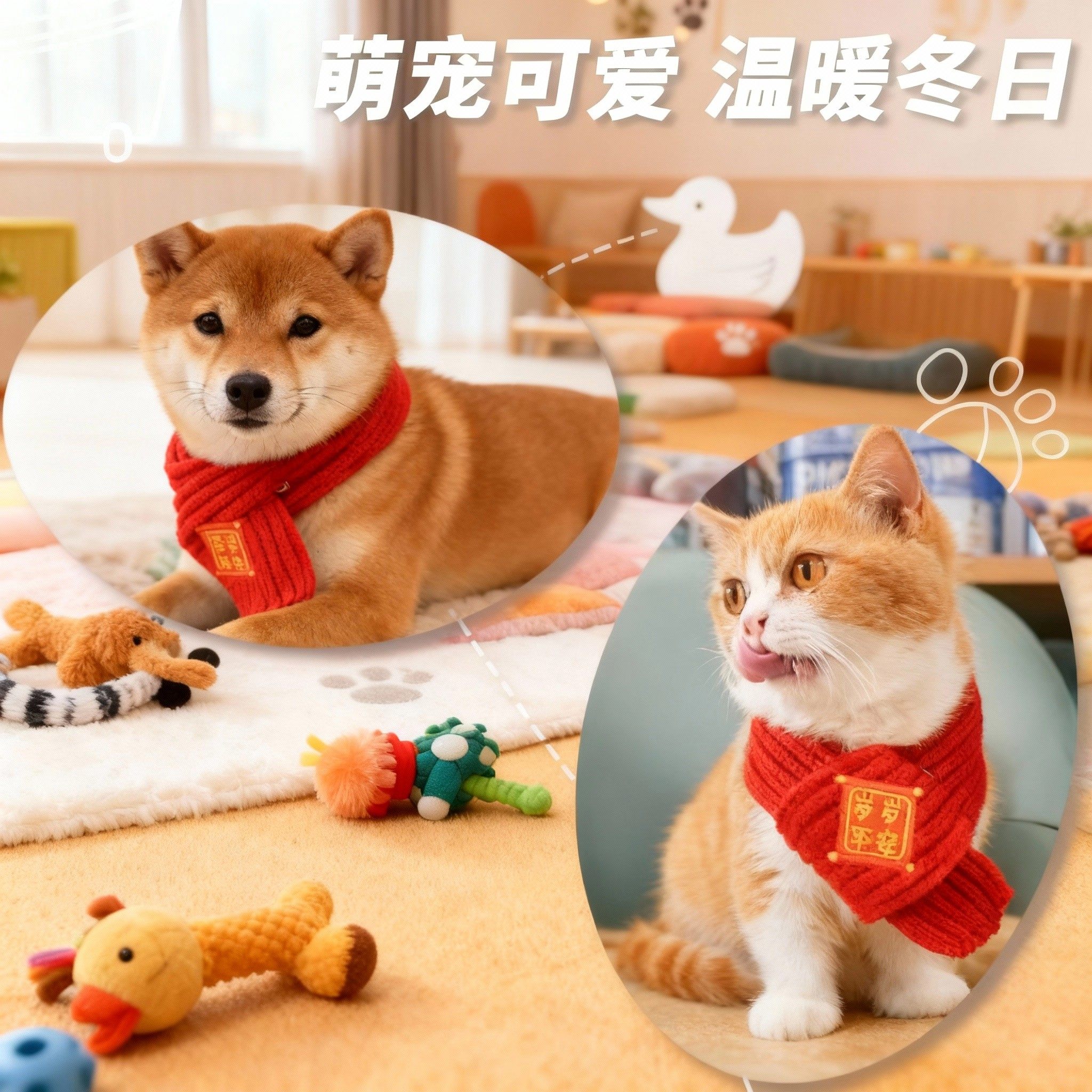 猫咪围脖小狗可爱项圈毛线宠物围巾围兜狗狗保暖配饰红色喜庆新年,淘宝优惠券,粉丝福利购,淘宝优惠卷