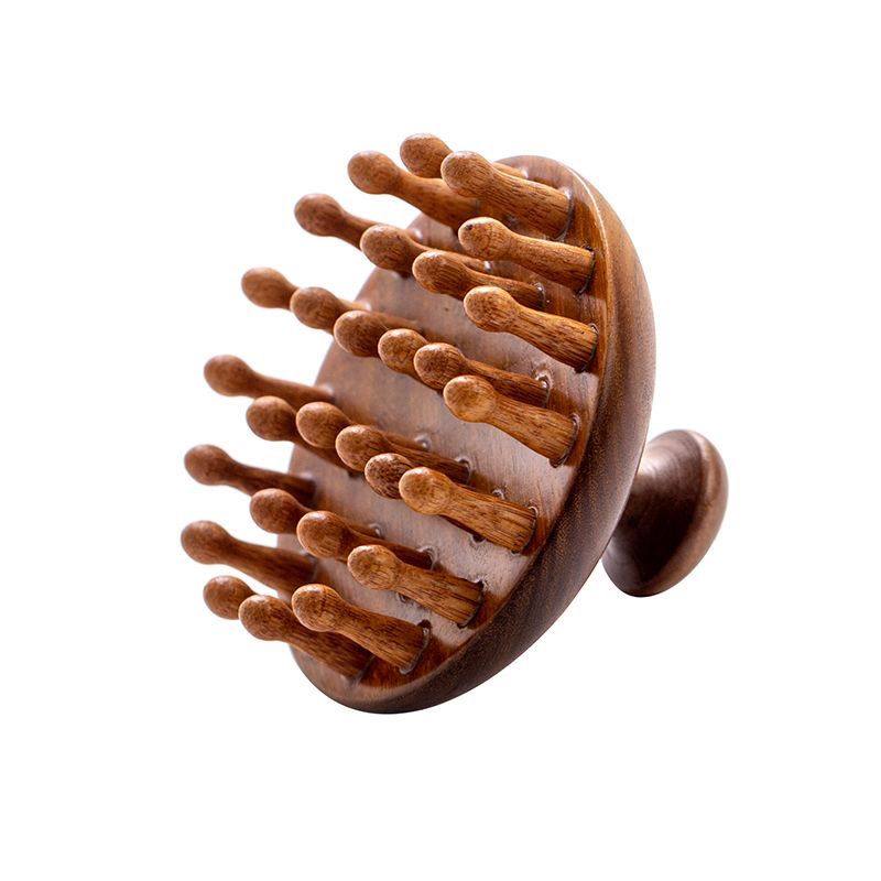 高端檀木圆盘按摩梳头部头皮经络梳毛囊疏通神器养发保健梳子通用,淘宝优惠券,粉丝福利购,淘宝优惠卷