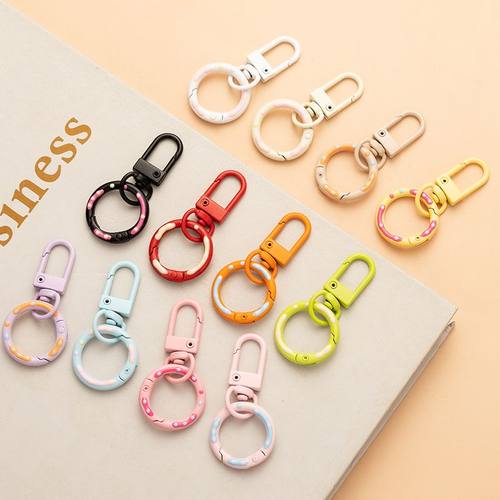 糖果色弹簧扣甜甜圈+门扣DIY材料钥匙扣环包包玩偶挂件创意小挂饰 - 图3