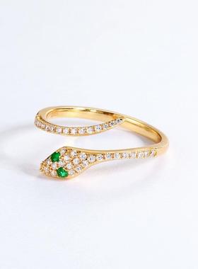 夏尼灵蛇系列日系轻奢S925银开口蛇形戒指