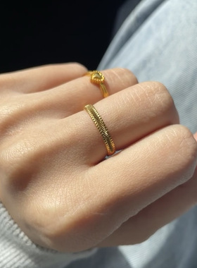 钛钢不掉色爆闪波纹个性食指戒指