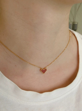 不掉色复古小爱心显白锁骨链