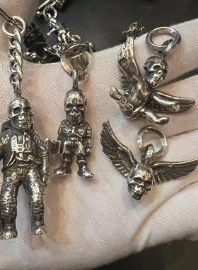 原版泰银骷髅做旧吊坠Foti毛衣链