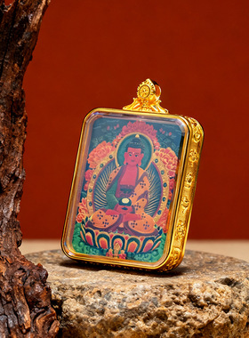 唐卡吊坠绿度母五爷黄财扎基拉姆药师可定图饰品男女立体唐卡吊坠