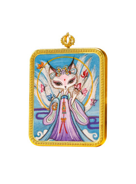 可定图黄铜唐卡画盒吊坠配件扎基拉姆绿度母手绘唐卡吊坠单坠正品