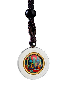 旅游定 制工厂直销结缘钛钢吊坠四臂观音黄财项链绿度母挂件