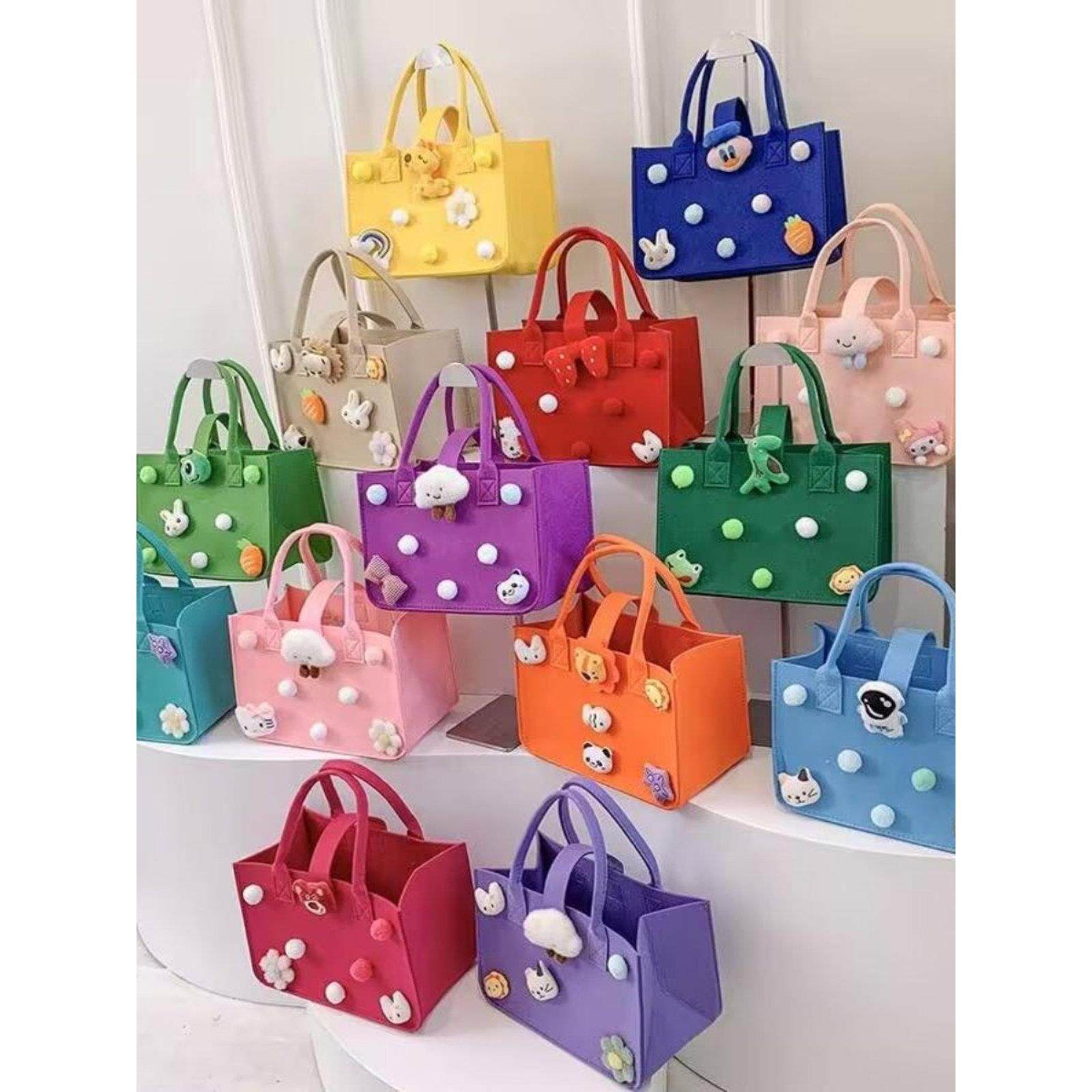 学生补课新款卡通毛毡包定制logo学生手提袋礼品包广告收纳袋伴手,淘宝优惠券,粉丝福利购,淘宝优惠卷