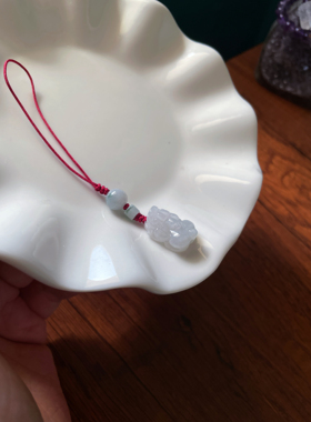 天然a货翡翠招财貔貅车钥匙扣挂饰男女款玉石包袋手机挂件绳吊坠