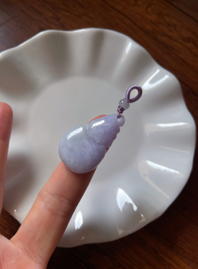 天然a货翡翠浅飘紫玉福禄葫芦新中式手机链包包车挂件绳锁骨吊坠