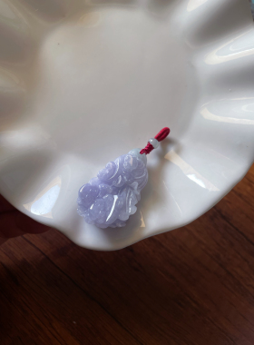 天然翡翠A货招财浅紫如意白菜遇百生财吊坠包包车挂件玉坠