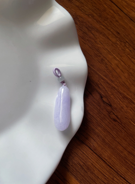 天然a货翡翠浅紫厚福瓜呱呱来财锁骨链吊坠耳坠包包车挂件绳配饰