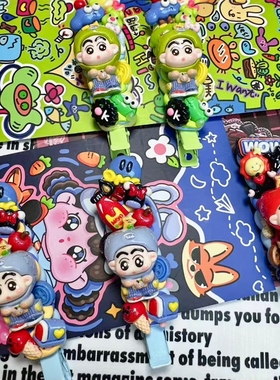 定制立体星星人小新卡通食玩diy奶油胶钥匙扣树脂配件装饰品摆件