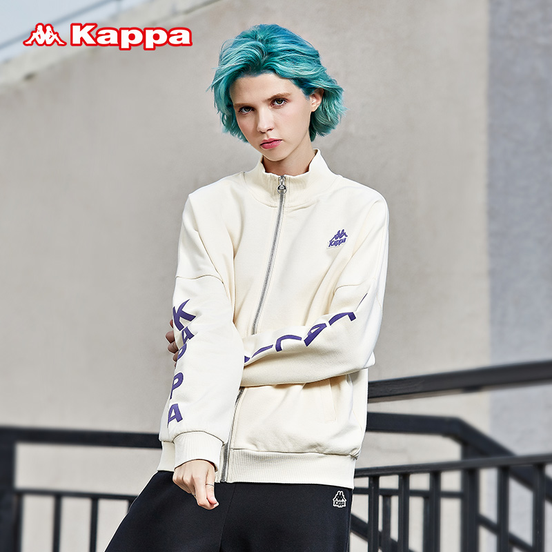 Kappa Women's plush cardigan outerwear sports sweater loose knit casual jacket top new style